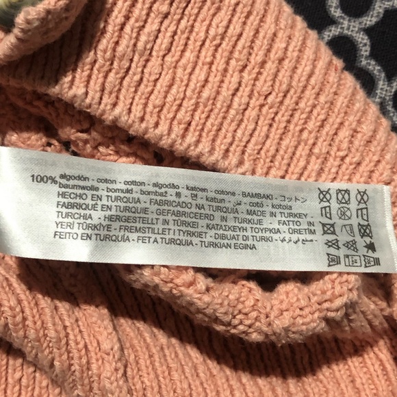 Zara Womens Open Knit Button Cardigan Sz Medium 100% Cotton Coral Pink L1 - Picture 3 of 8